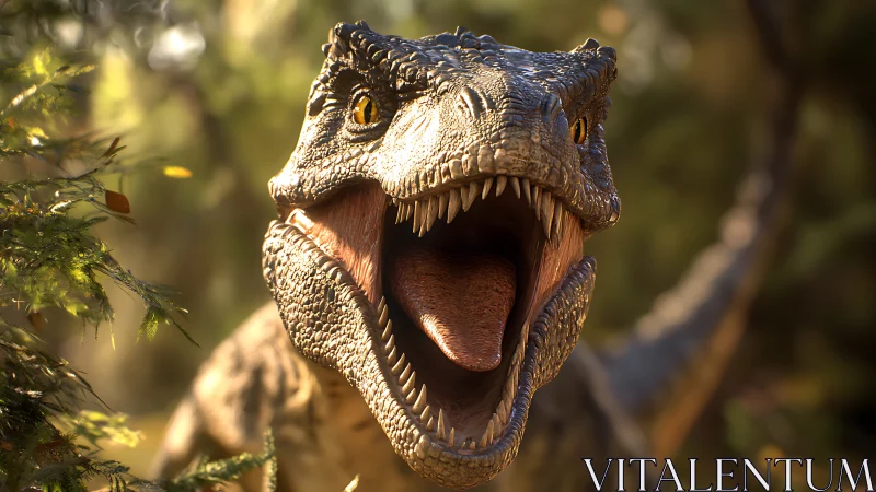 Roaring raptor sunrise, teeth and golden jungle echoes.