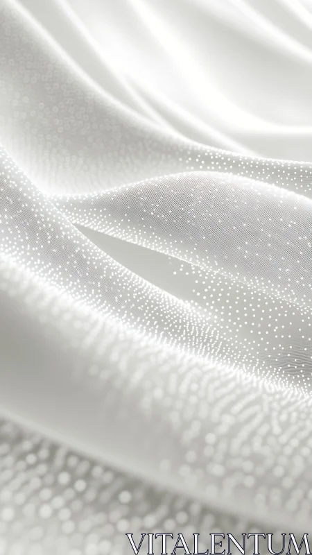 Photorealistic white textile with luminous microdot surface pattern.