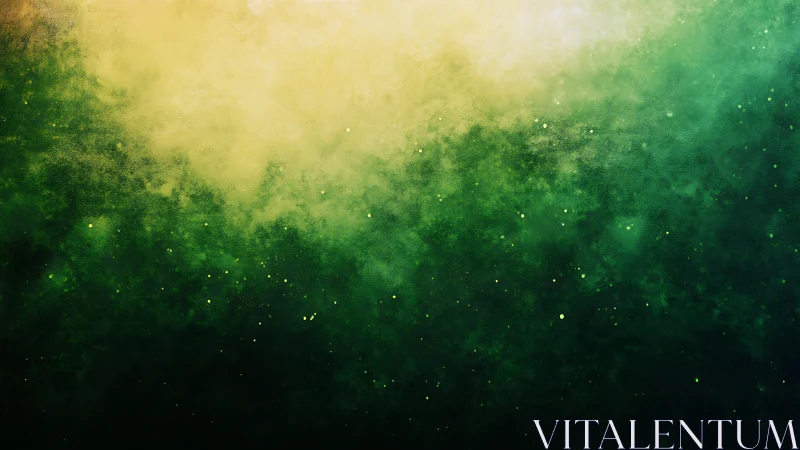 Diffuse yellow green nebula gradient forms atmospheric field