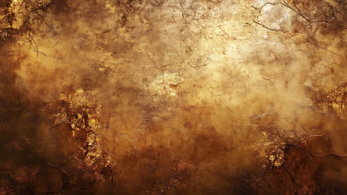 Textured golden grunge wall with cracked patina surface.