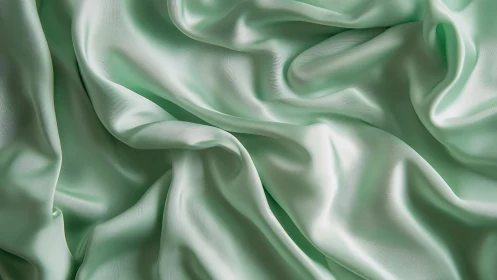 Soft mint satin fabric folds glow with gentle studio light