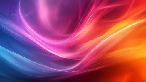 Gradient light waves form layered, translucent spectral ribbons