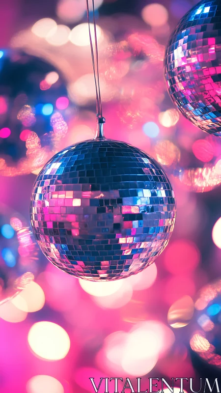 Neon disco spheres twirling through cotton candy lights.