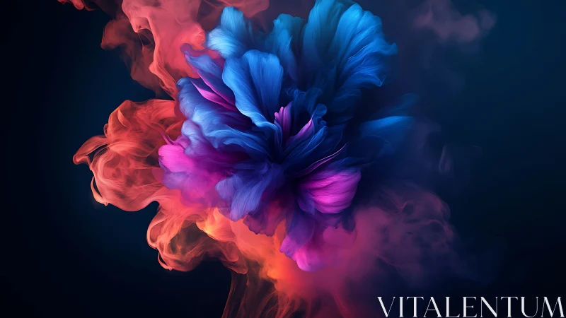 Vibrant swirling petals bloom from glowing clouds of color