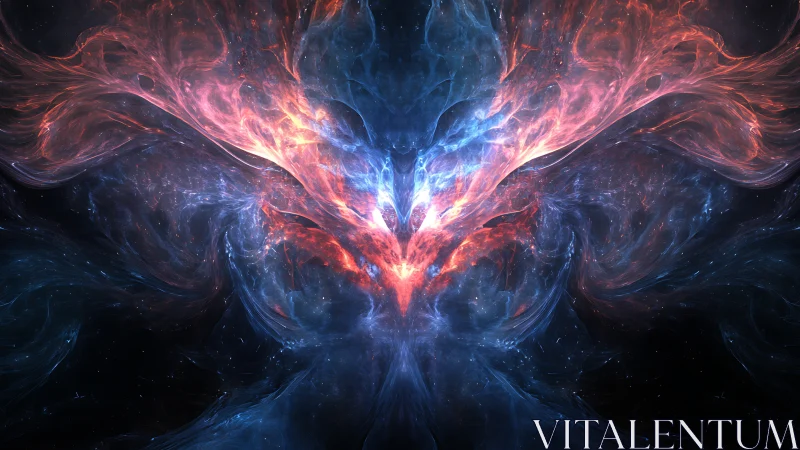 Celestial phoenix nebula unfolds in radiant cosmic fire.