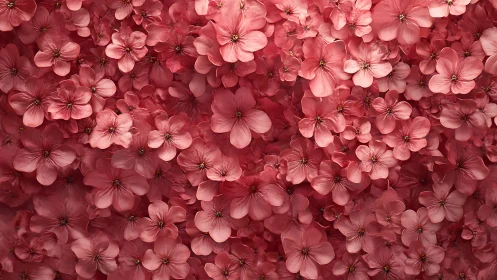 Dense floral canopy with layered pink petals and deep crimson tones