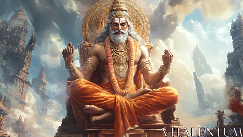 Majestic sage in deep meditation welcomes calm and wonder