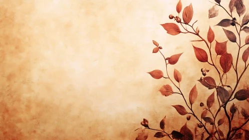 Warm sepia botanical silhouette curves across textured field