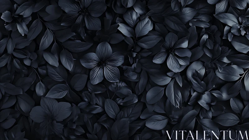 Monochrome botanical field in low key tonal compression.