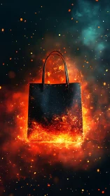 Fiery Handbag Emerges Against Cosmic Darkness.