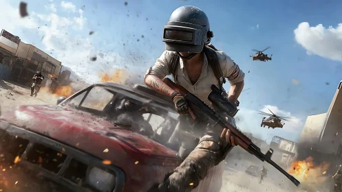 High-speed desert showdown with daring tactical heroism.