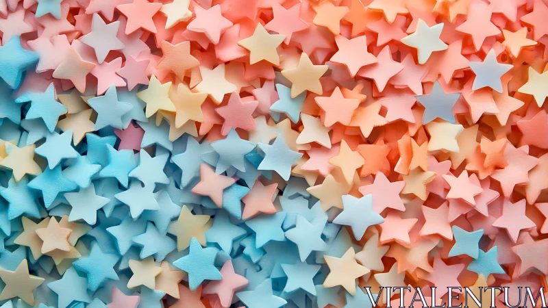 Pastel star shaped objects arranged in dense overlapping layers