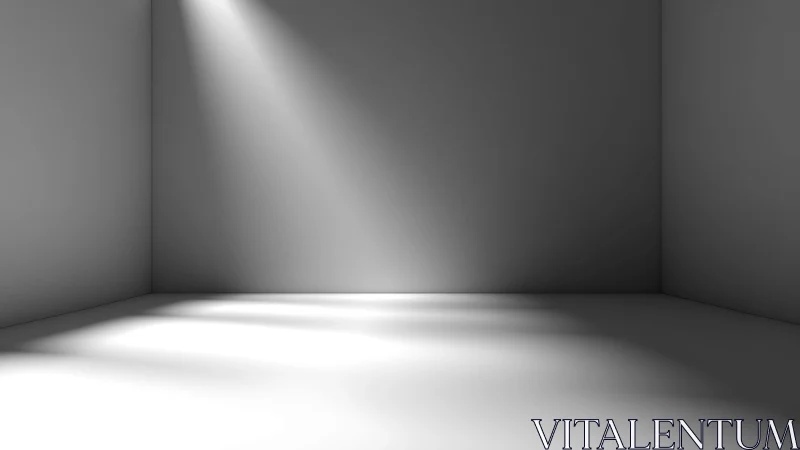 Empty gray interior corner shows spotlight and soft shadows