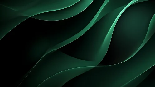 Emerald ribbons of light curve across a deep black void.