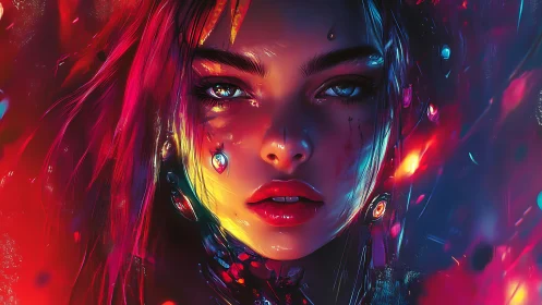 Neon siren of the circuit seas, burning in chromatic dusk.