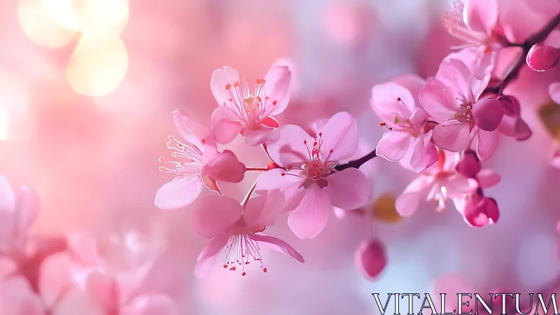 Delicate Pink Blossoms Dancing in Soft Morning Light.