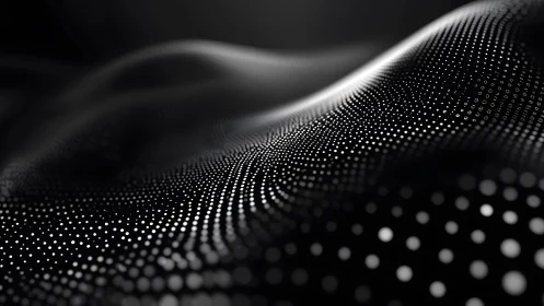 Abstract Black Wave with White Dots in Futuristic Digital Style.