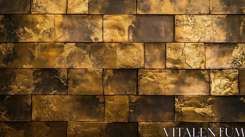 Textured Golden Brick Wall with Metallic Shine in Modern Style.