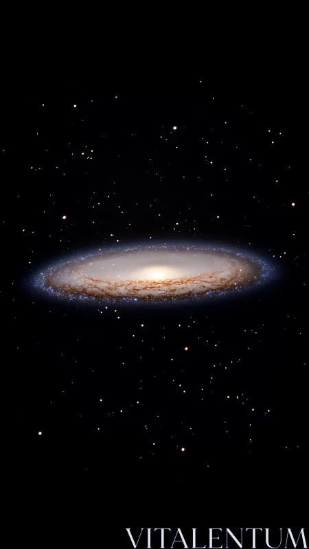 Edge-on spiral galaxy rendered in deep black starfield view