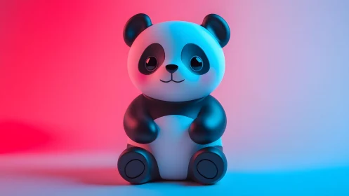 Cute cartoon panda toy with soft lighting and pastel colors.