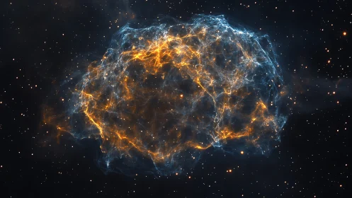 Starlit nebula drifts in glowing threads of gold and blue