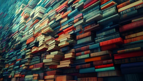 Endless floating library wall captures knowledge in motion