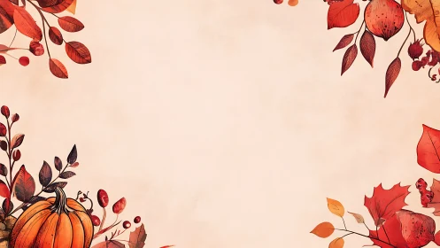 Botanical autumn border illustration with warm negative space.