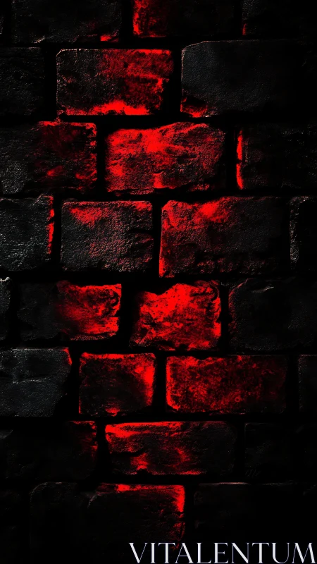 Backlit black brick wall reveals intense red sub-surface glow