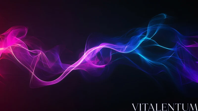 Neon energy waves flow across dark gradient digital space