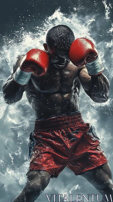 Pugilistic Storm: Boxer's Raw Determination Unleashed.