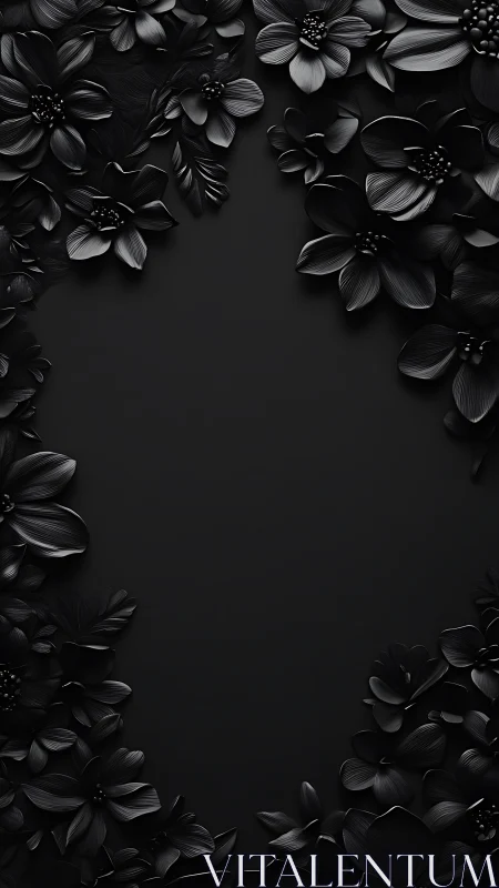 Monochromatic Floral Border Frame Study with Relief Depth