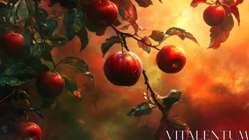 Sunset-soaked orchard lets ruby apples borrow the sky