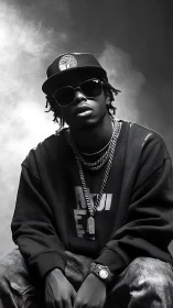 Monochrome hip hop portrait captures moody urban attitude