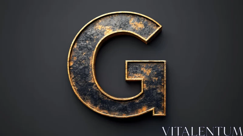 Bold metallic letter G with distressed vintage texture on dark background.