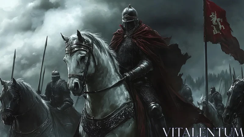 Stormbound warlord on white steed leads ironclad charge.