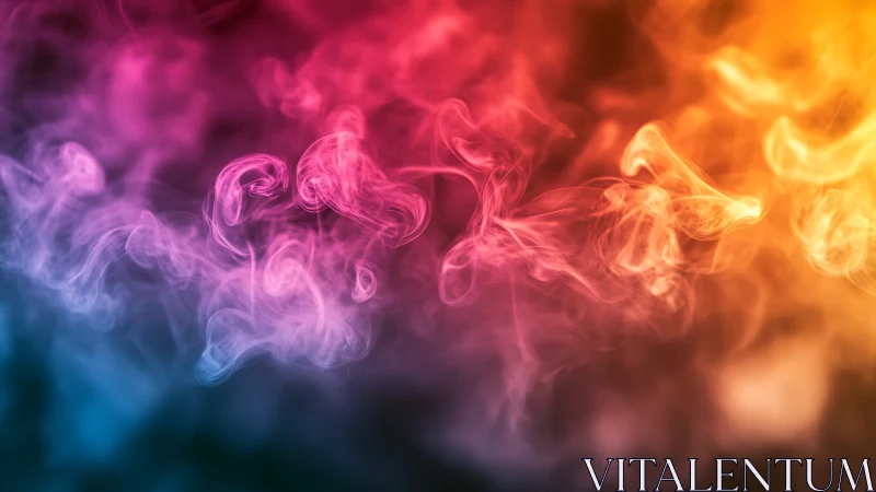 Colored vapor swirls in gradient light across dark field.