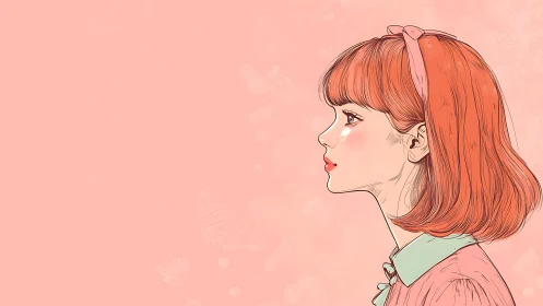 Soft pastel side portrait captures quiet youthful poise