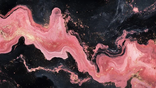 Rose nebula marbling over deep black cosmic ground.