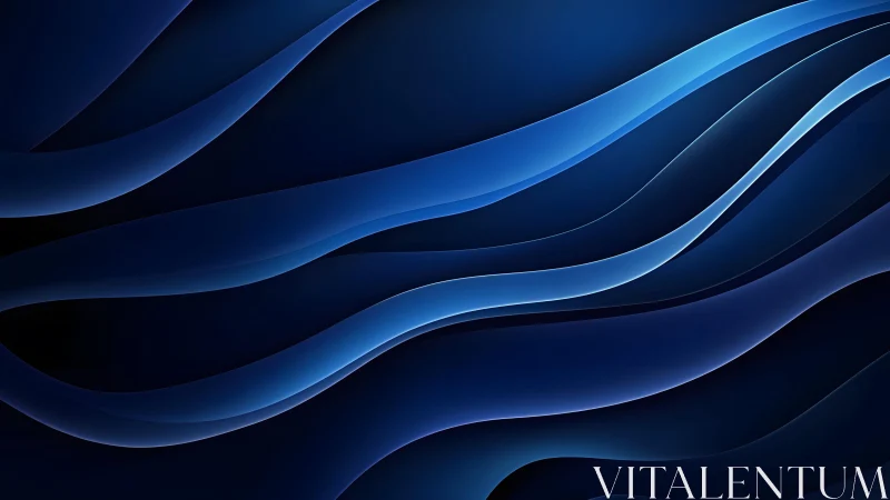 Abstract dark blue flowing wave lines with glossy modern style.