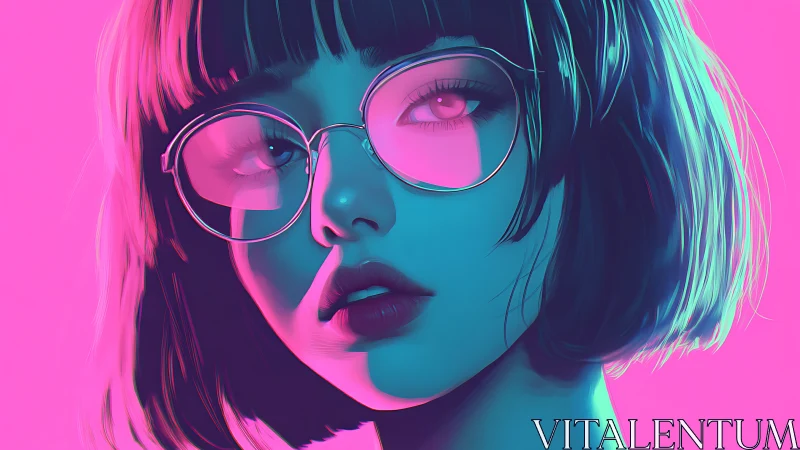 Neon-lit digital portrait renders a cyber-chic girl in profile