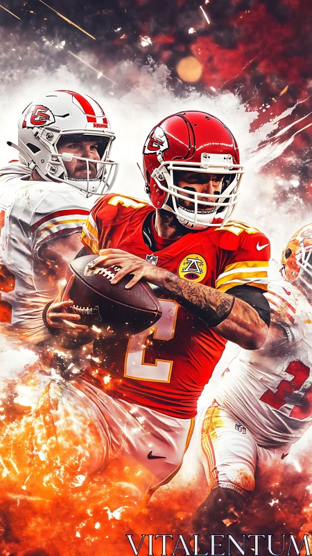 Kansas City quarterback collage with explosive energy style.
