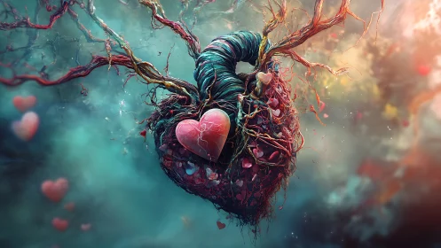 Heart of Nature: Love Blooming Through Cosmic Wilderness.