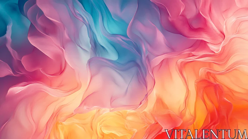 Chromatic fluid dynamics in layered translucent ribbonscape.