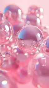 Translucent pink soap bubbles rendered in soft-focus 3D