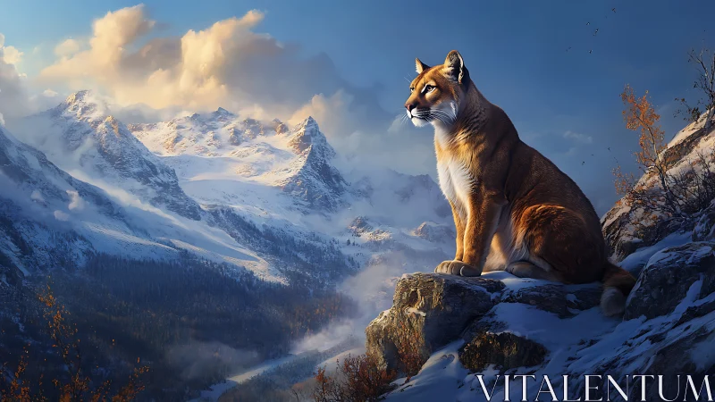 Mountain Cougar Sentinel: Digital Wildlife Study Against Alpine Summit