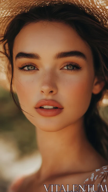 Sunlit close-up portrait captures serene summer elegance.