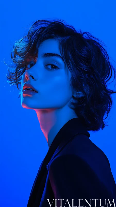 Midnight neon muse turns soft blue light into quiet thunder