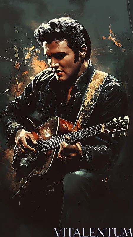Moody digital portrait renders guitarist in cinematic chiaroscuro