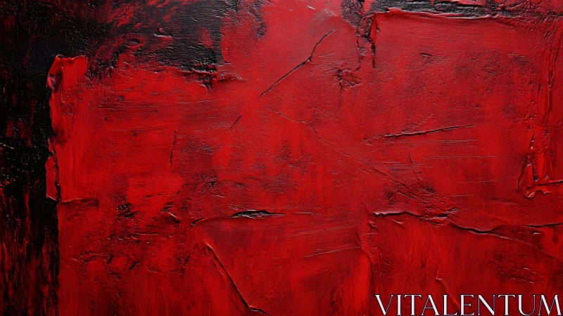 Bold Red and Black Abstract Painting with Heavy Texture.