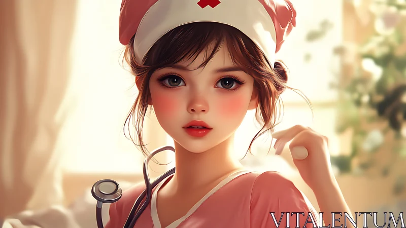 Digital nurse portrait with soft light and vivid detail